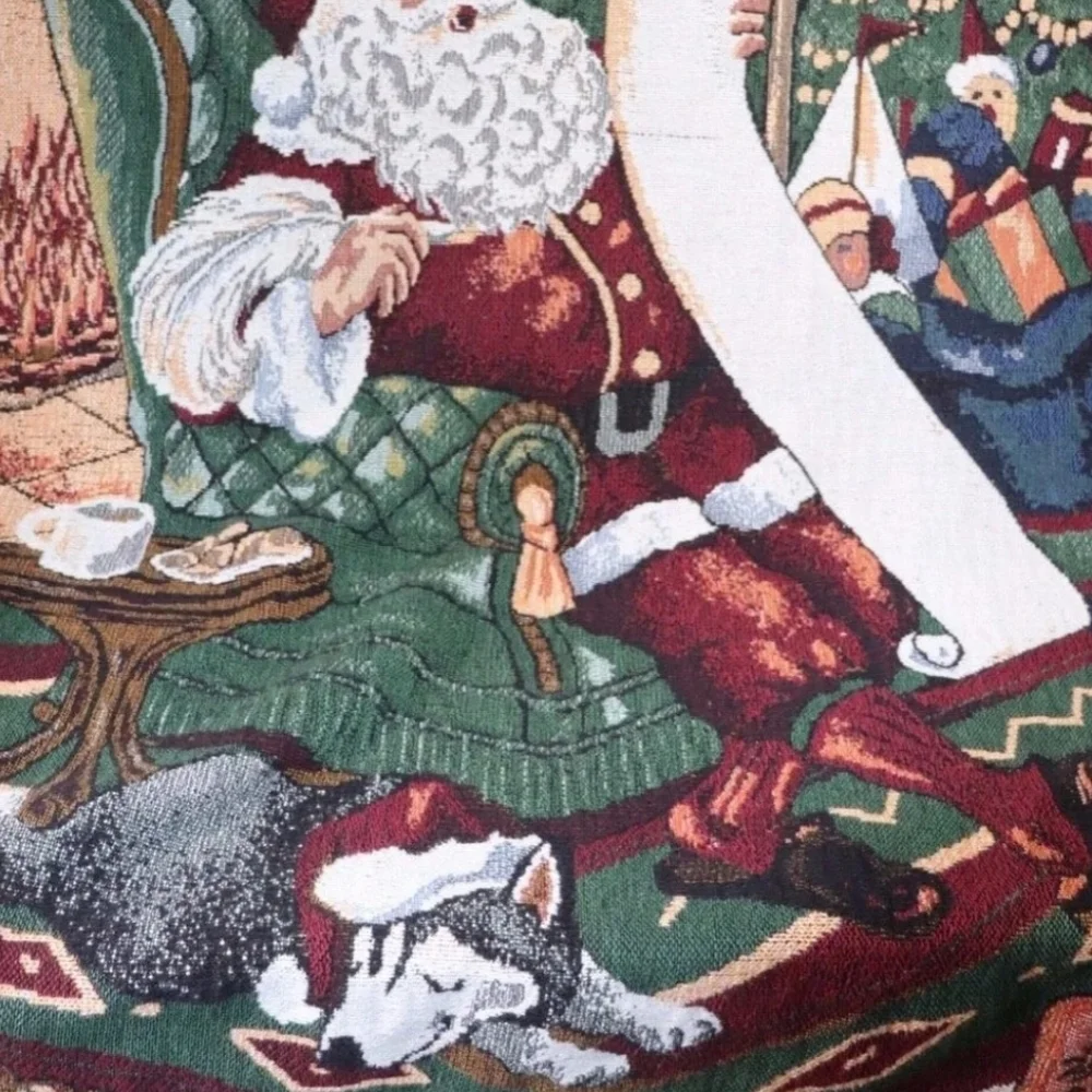 Manual Woodworkers and‎ Weavers 1996 Edition Throw Blanket Santa Christmas